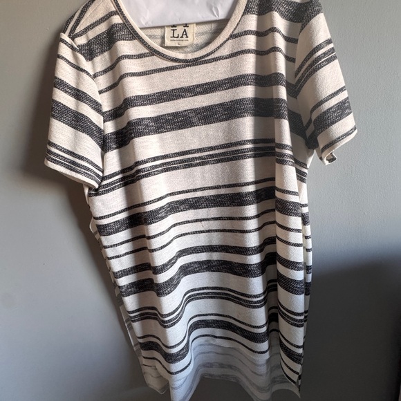 PPLA Tops - PPLA (L) Jordan Short Sleeve Tee Navy + White Striie